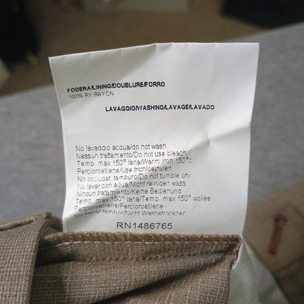 Zanella Parker Shark Skin Trousers 40 Brown 100% Wool Flat Front Premium - Picture 6 of 14